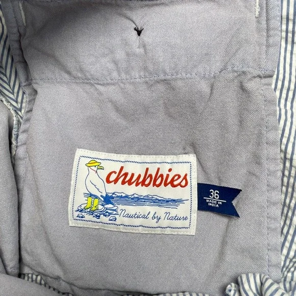 Chubbies Seersucker Shorts Mens 36 Blue White Striped Nautical 6in Inseam - Picture 3 of 6
